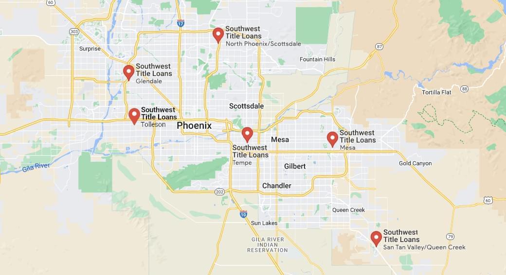 Arizona Southwest Title Loans Locations